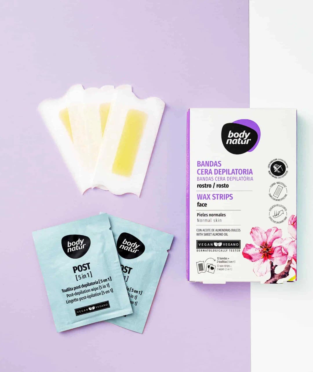 Body Natur Sweet Almond Oil Wax Strip Face, 12p /Нүүрний илүүдэл үсний вакс/ - 1