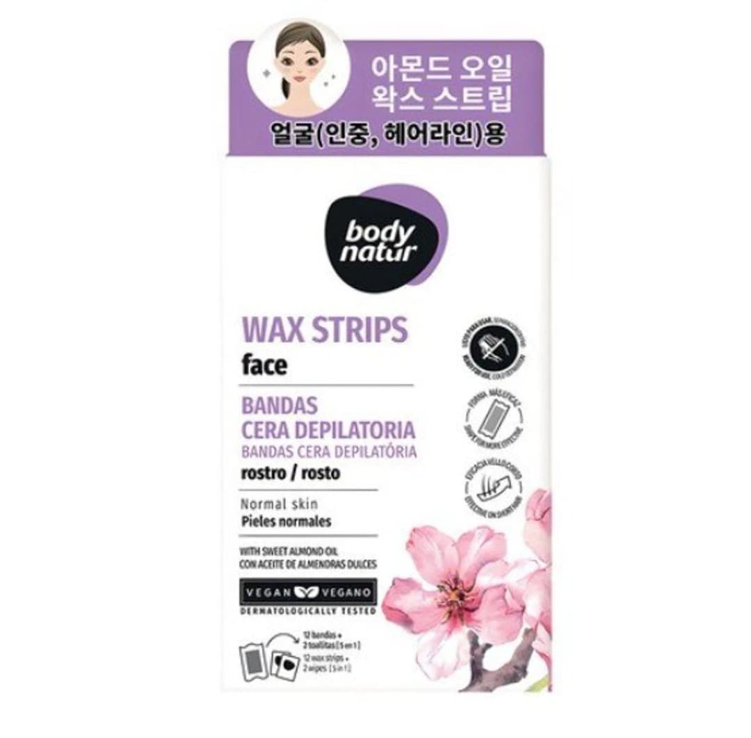 Body Natur Sweet Almond Oil Wax Strip Face, 12p /Нүүрний илүүдэл үсний вакс/ - 2